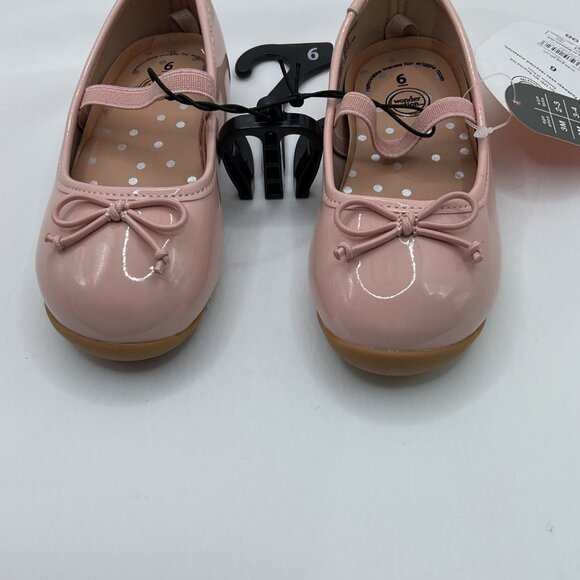 Toddler Girls Pink Patent Bow Mary Jane Flats Size 6 baby - Picture 1 of 5